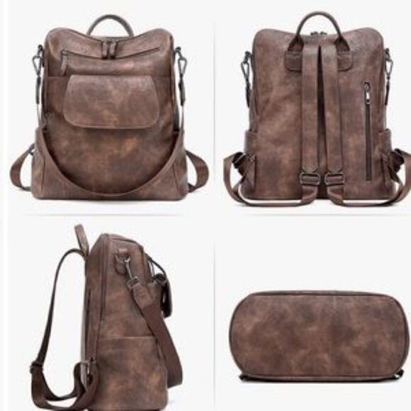 New Convertible Leather Backpack PU Leather Bag Multipurpose Bag - Picture 7 of 8